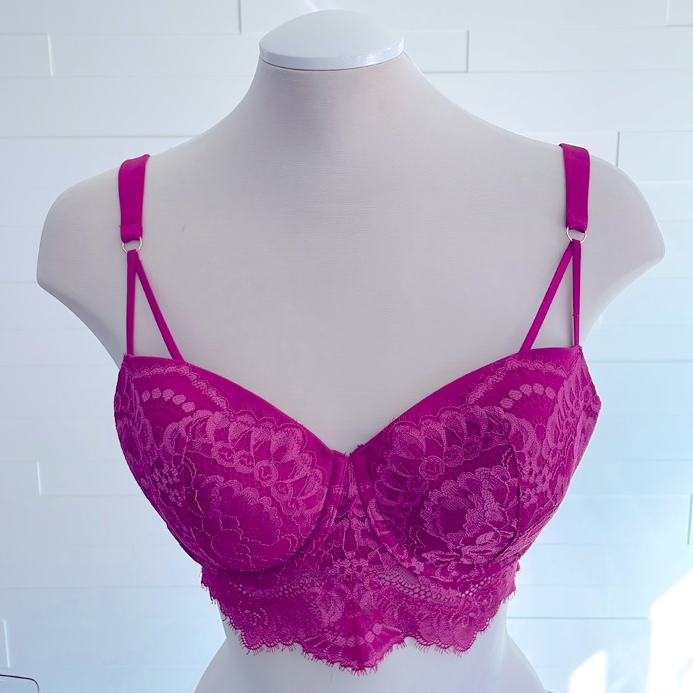 34D La SENZA So Free Pink Lace padded underwire bra